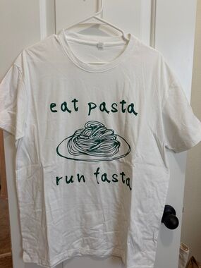 Eat Pasta Run Fasta White Graphic Tee